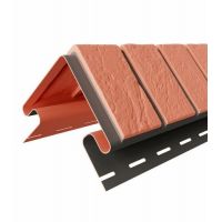 Угол наружный для цокольного сайдинга Кирпич Славянка Красный